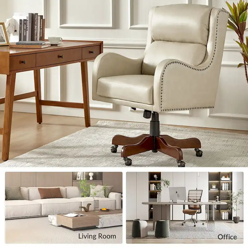 Fauteuil de bureau pivotant Pete en similicuir à hauteur réglable avec mécanisme d'inclinaison par HULALA HOME