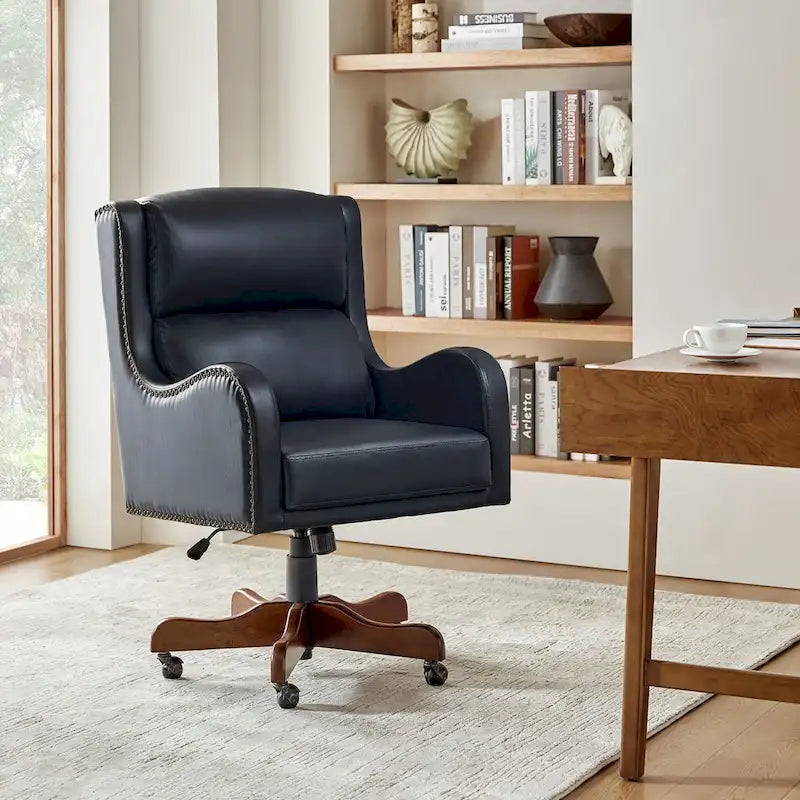 Fauteuil de bureau pivotant Pete en similicuir à hauteur réglable avec mécanisme d'inclinaison par HULALA HOME