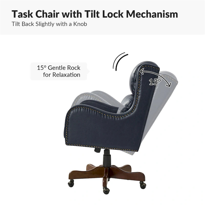 Fauteuil de bureau pivotant Pete en similicuir à hauteur réglable avec mécanisme d'inclinaison par HULALA HOME
