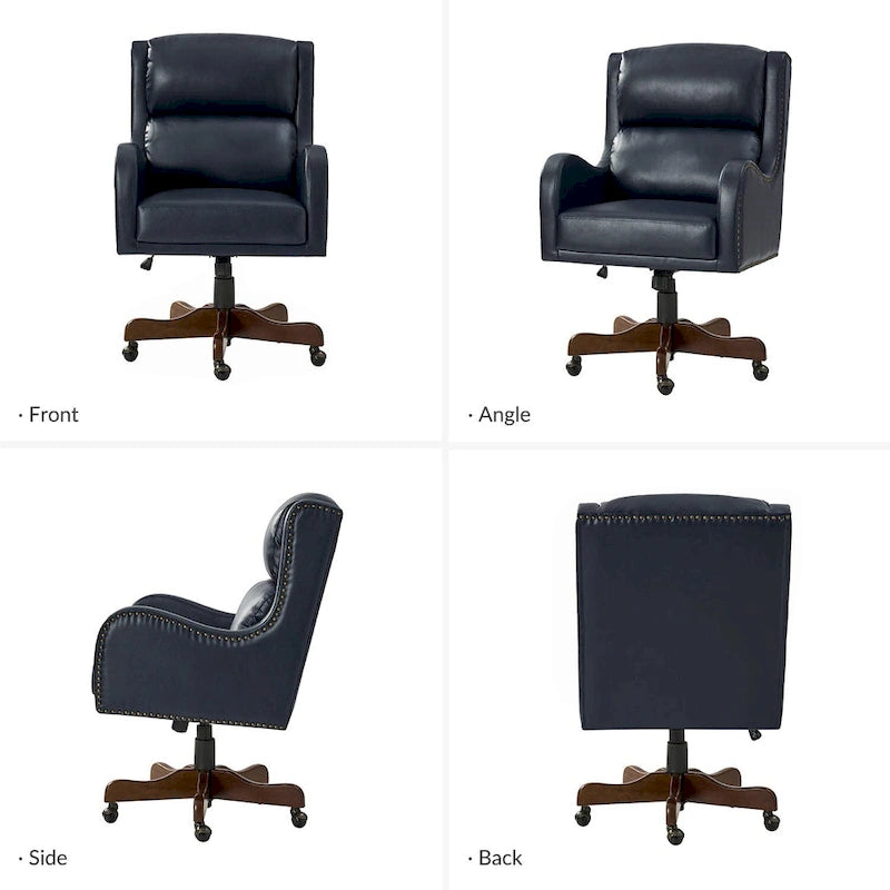 Fauteuil de bureau pivotant Pete en similicuir à hauteur réglable avec mécanisme d'inclinaison par HULALA HOME