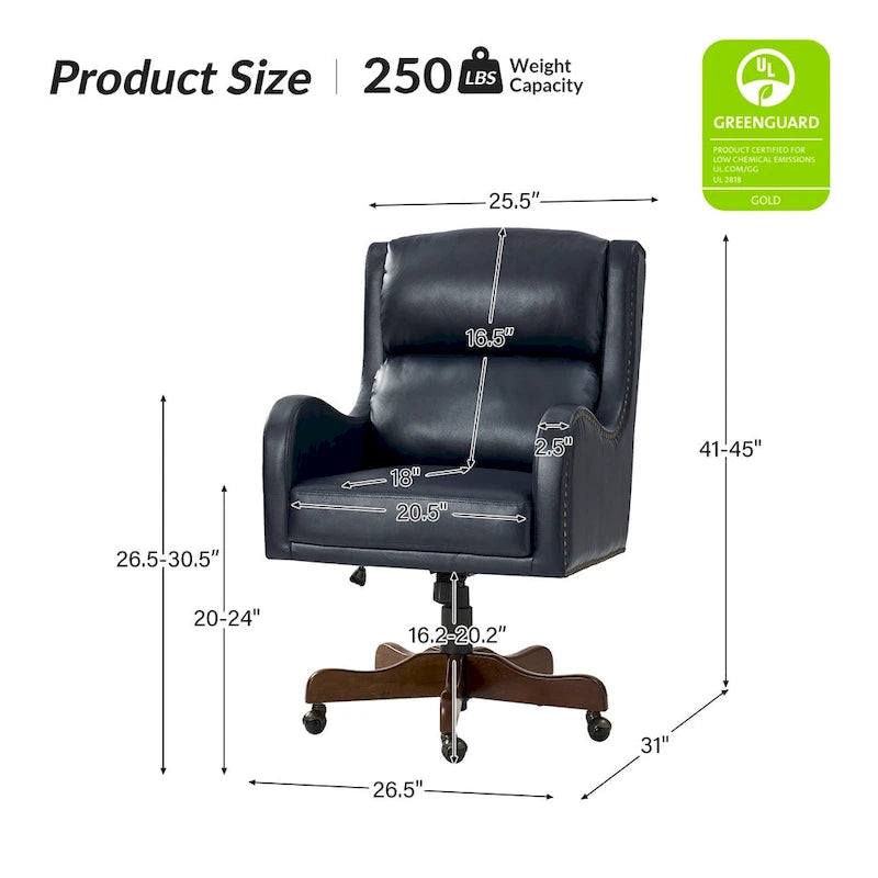 Fauteuil de bureau pivotant Pete en similicuir à hauteur réglable avec mécanisme d'inclinaison par HULALA HOME
