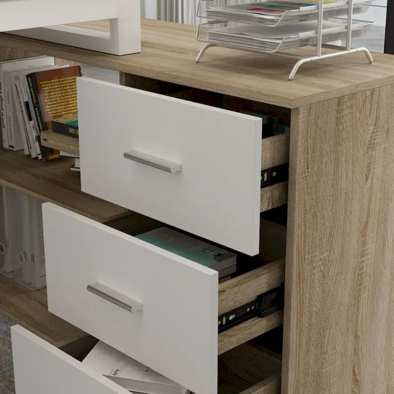 Bureau d'ordinateur de rangement en L Timechee de 55 pouces