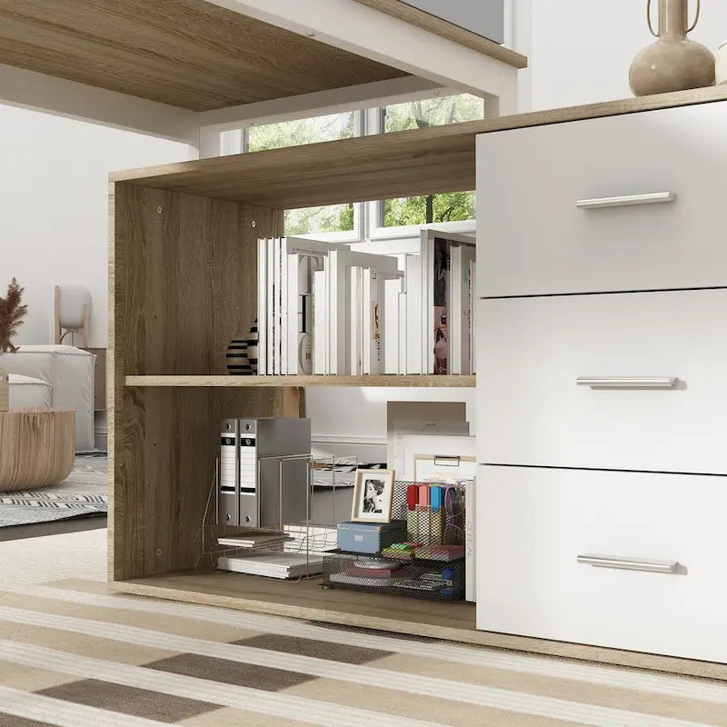 Bureau d'ordinateur de rangement en L Timechee de 55 pouces