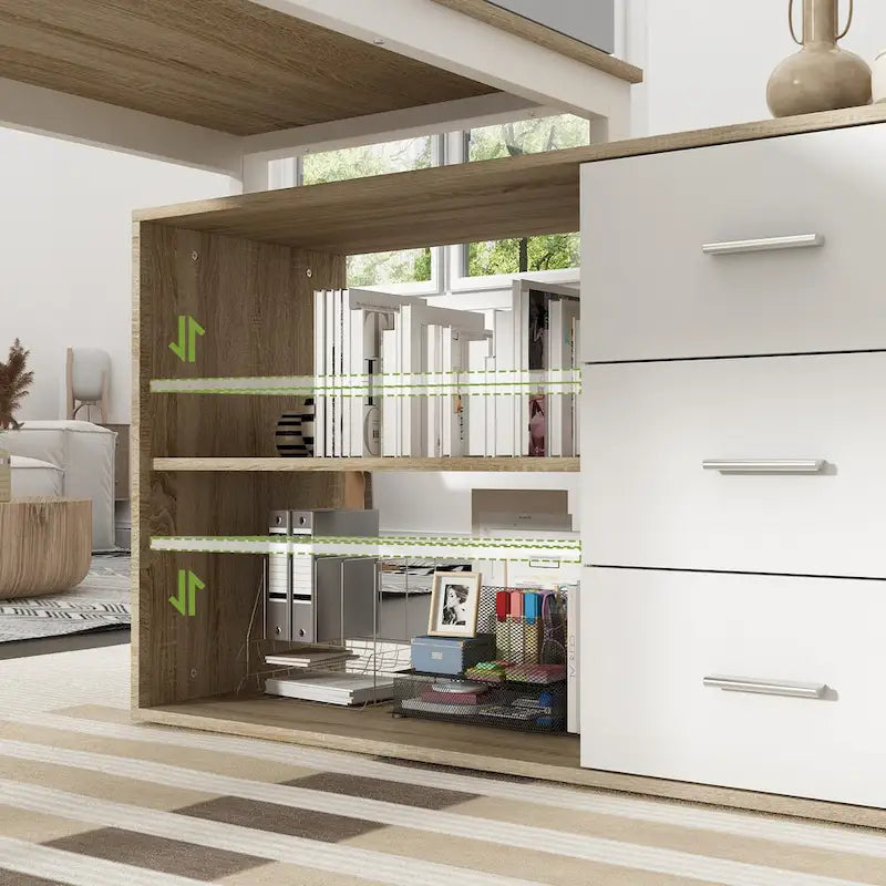 Bureau d'ordinateur de rangement en L Timechee de 55 pouces