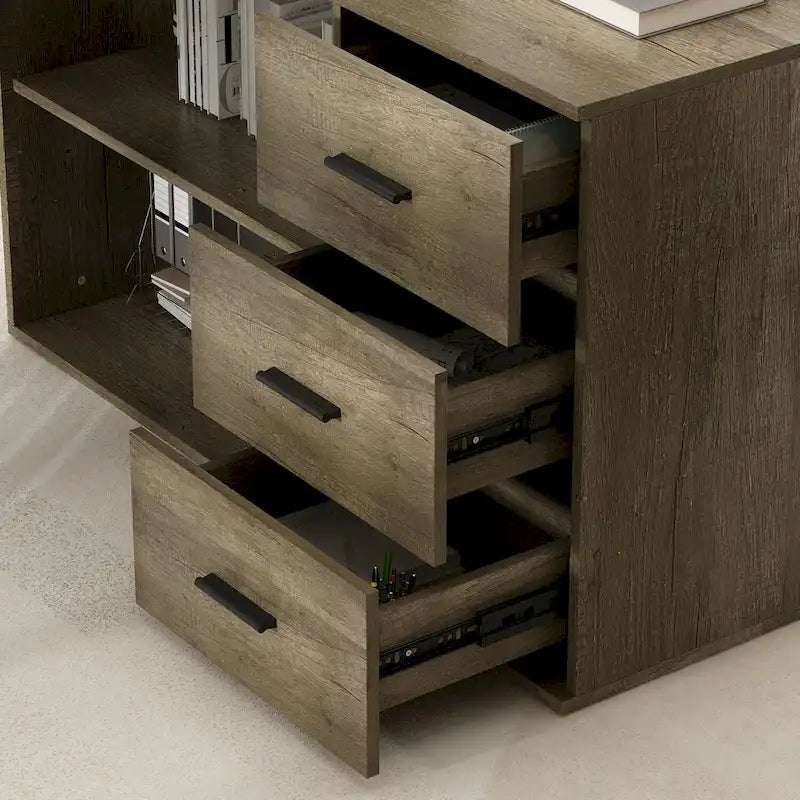 Bureau d'ordinateur de rangement en L Timechee de 55 pouces