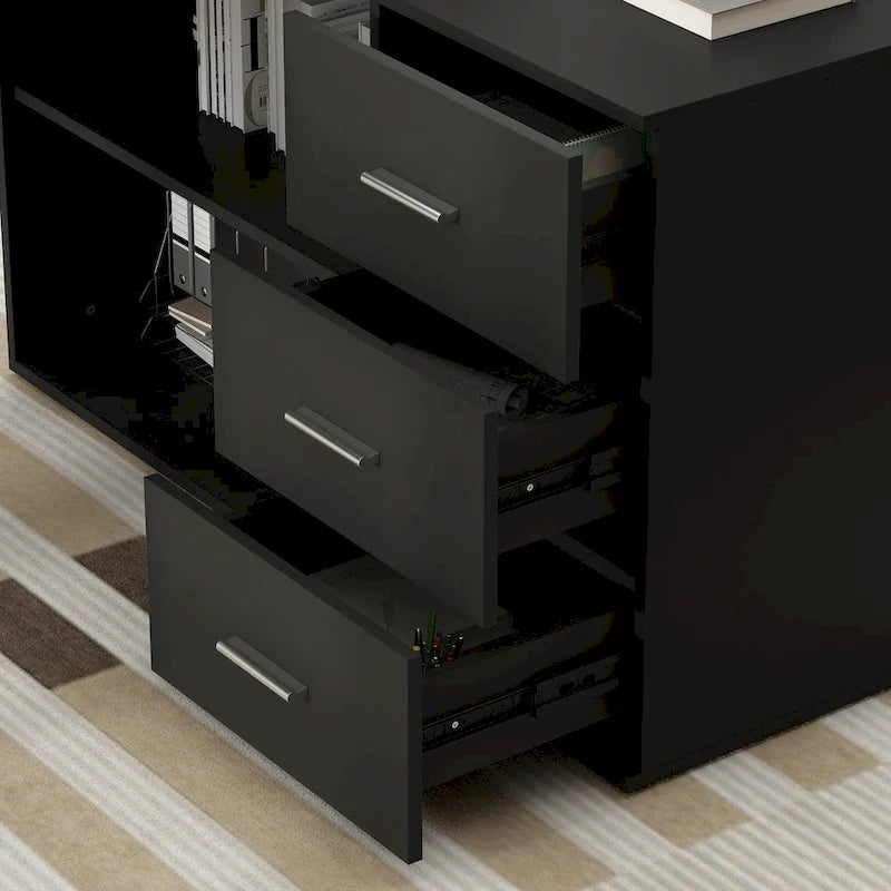 Bureau d'ordinateur de rangement en L Timechee de 55 pouces
