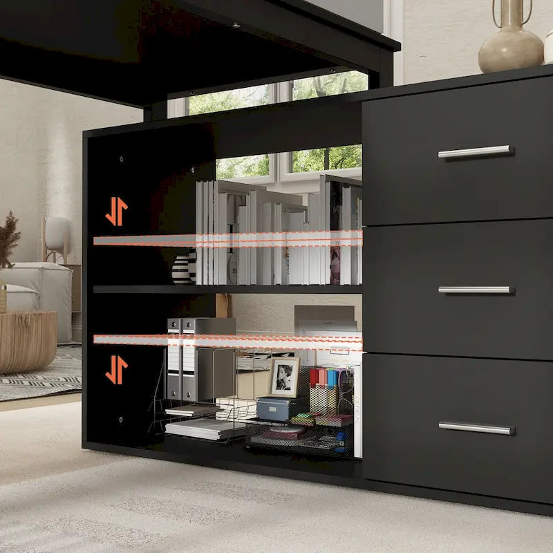 Bureau d'ordinateur de rangement en L Timechee de 55 pouces