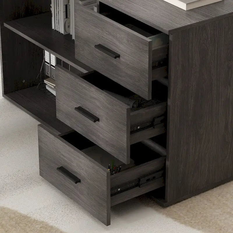 Bureau d'ordinateur de rangement en L Timechee de 55 pouces