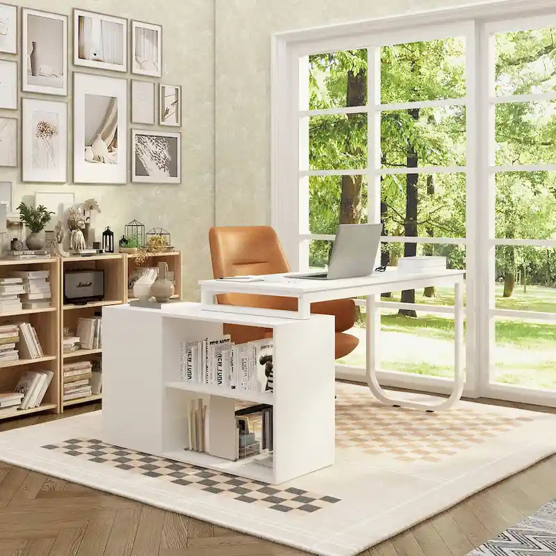 Bureau d'ordinateur de rangement en L Timechee de 55 pouces