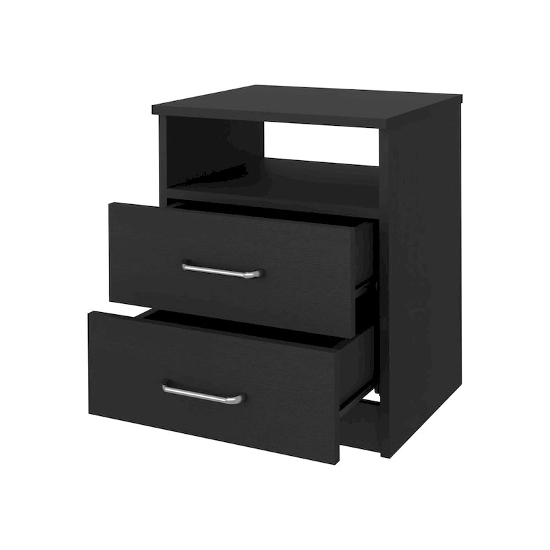 Table de chevet FM Furniture Oklahoma avec deux tiroirs et une étagère