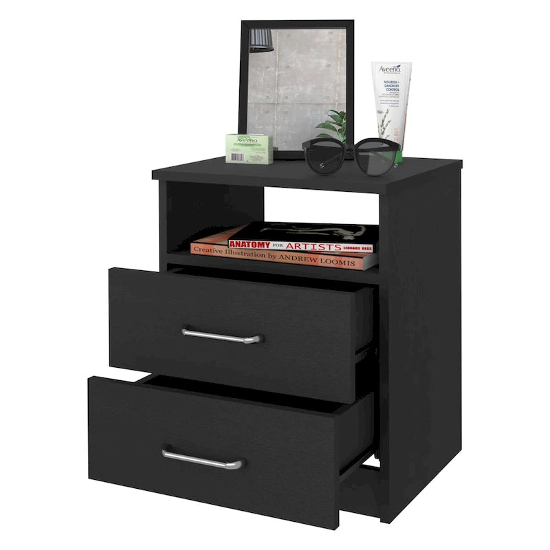 Table de chevet FM Furniture Oklahoma avec deux tiroirs et une étagère