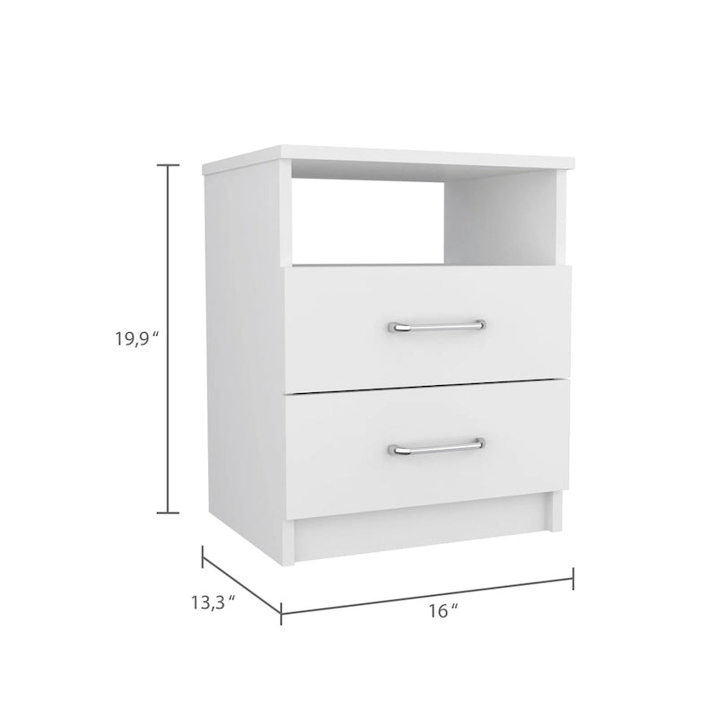 Table de chevet FM Furniture Oklahoma avec deux tiroirs et une étagère