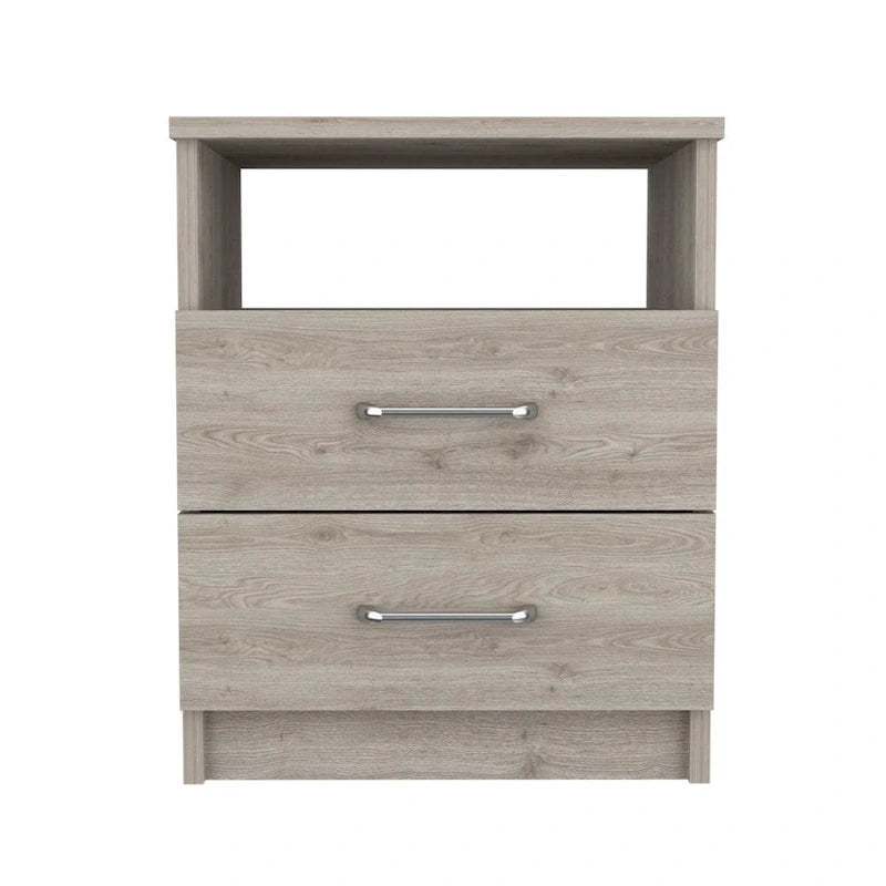 Table de chevet FM Furniture Oklahoma avec deux tiroirs et une étagère