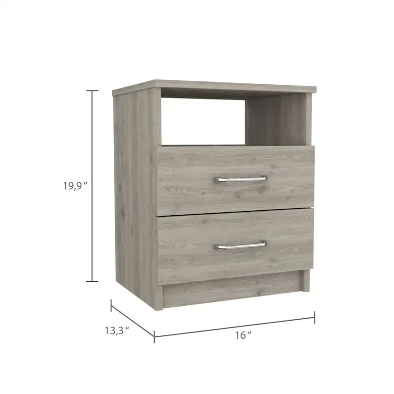 Table de chevet FM Furniture Oklahoma avec deux tiroirs et une étagère