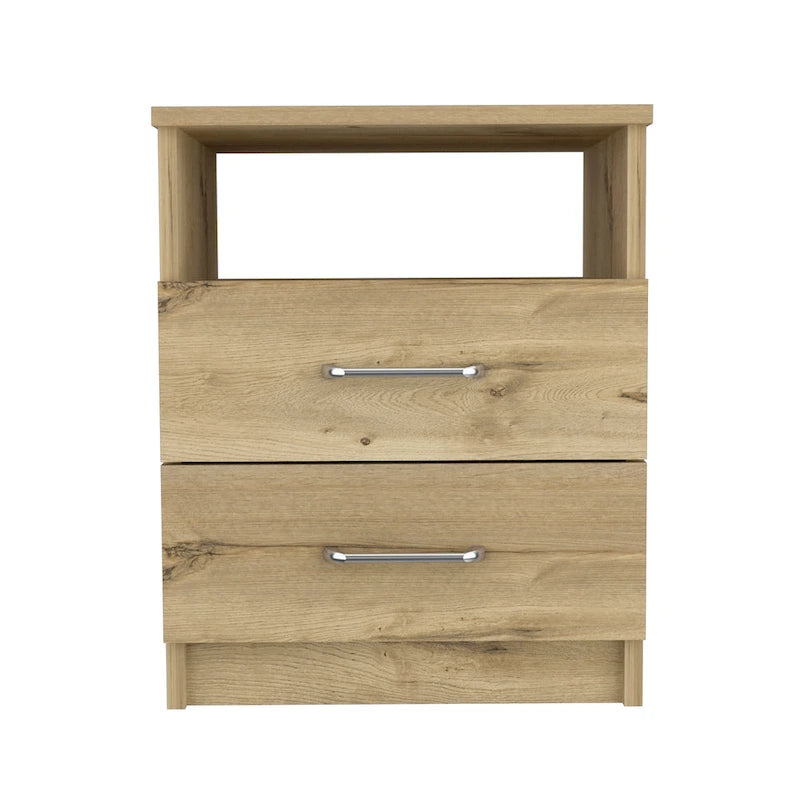 Table de chevet FM Furniture Oklahoma avec deux tiroirs et une étagère
