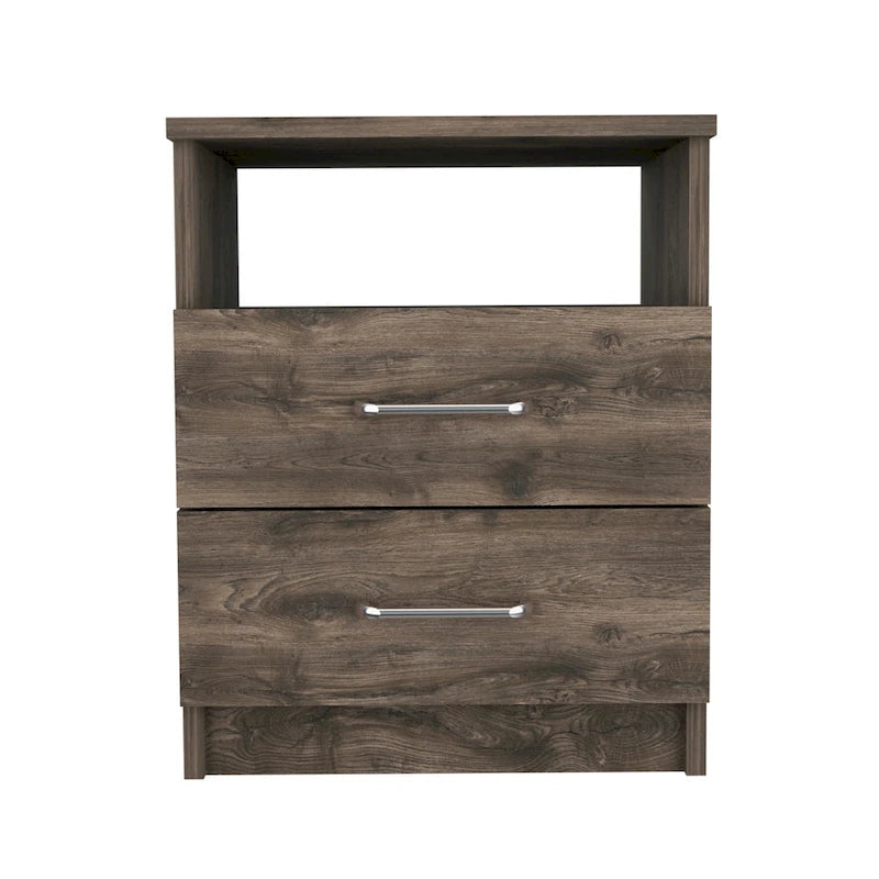 Table de chevet FM Furniture Oklahoma avec deux tiroirs et une étagère