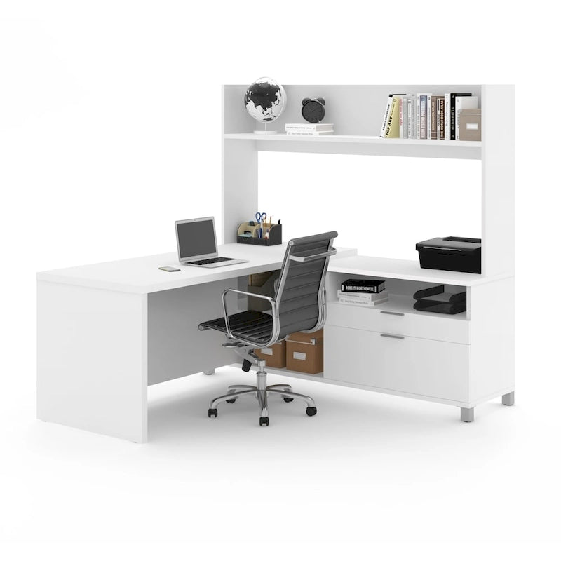 Bureau en L Pro-Linea avec huche ouverte