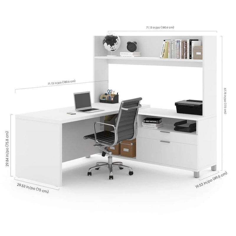 Bureau en L Pro-Linea avec huche ouverte
