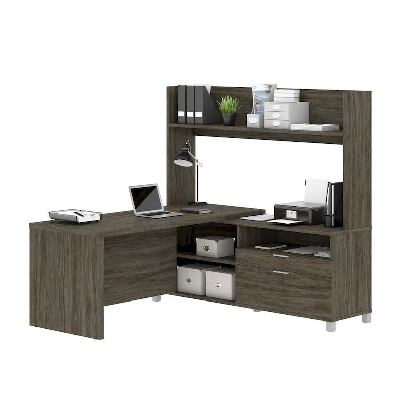 Bureau en L Pro-Linea avec huche ouverte