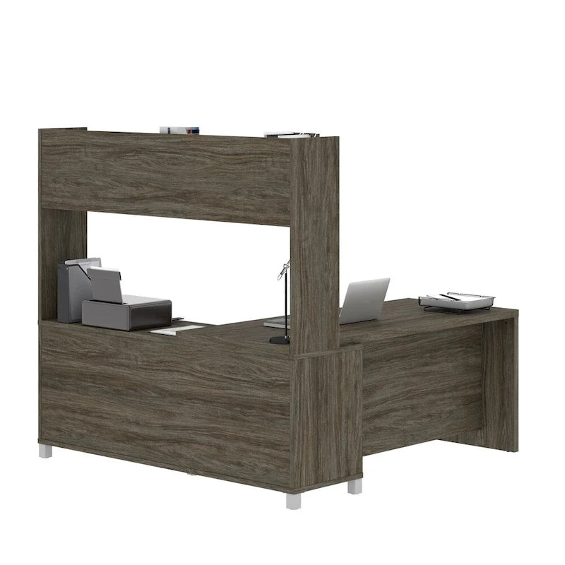 Bureau en L Pro-Linea avec huche ouverte