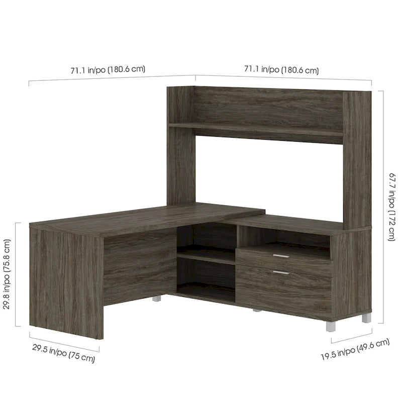 Bureau en L Pro-Linea avec huche ouverte