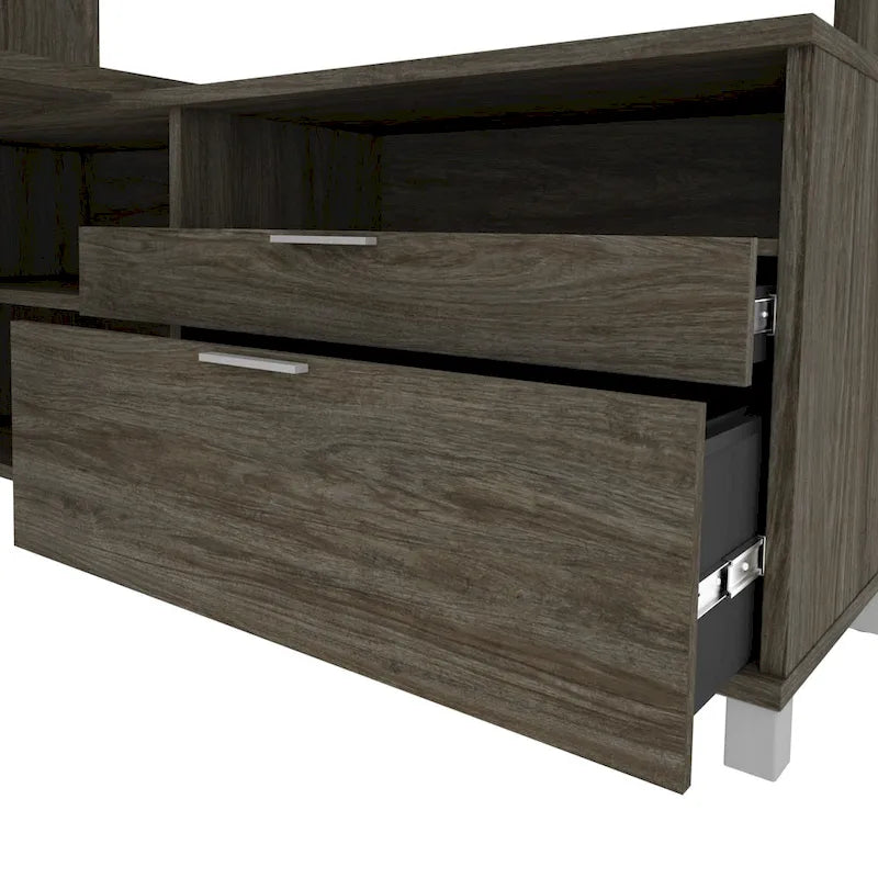 Bureau en L Pro-Linea avec huche ouverte