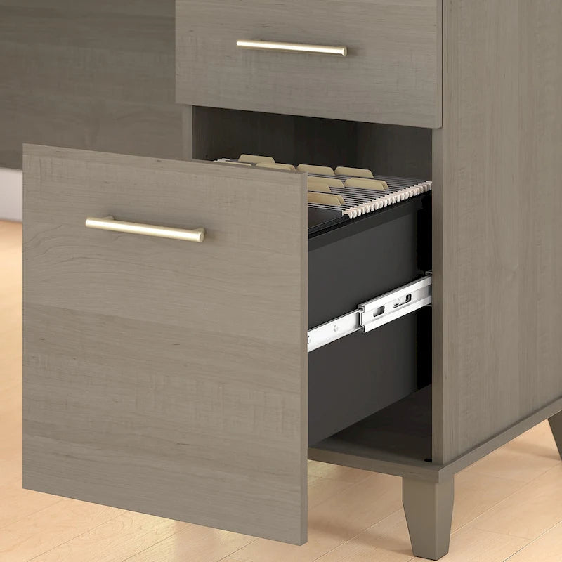 Bureau de 60W Somerset avec armoire et bibliothèque à 5 étagères