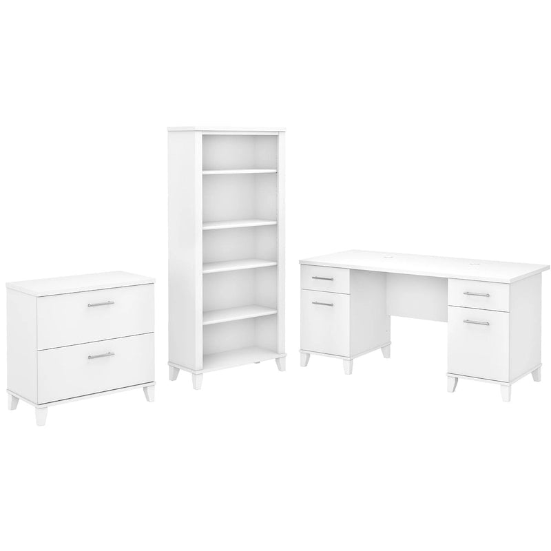 Bureau de 60W Somerset avec armoire et bibliothèque à 5 étagères