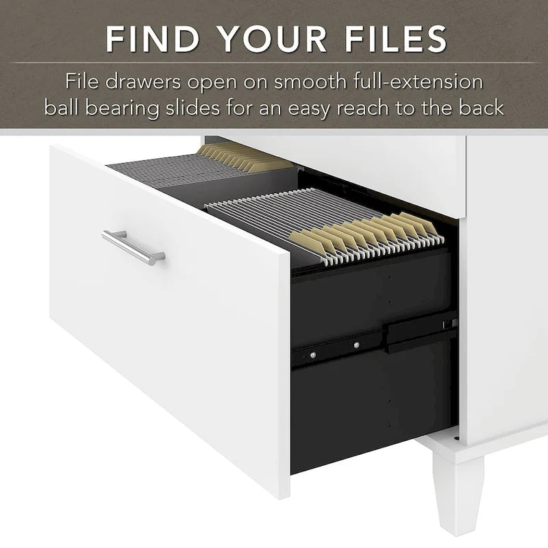 Bureau de 60W Somerset avec armoire et bibliothèque à 5 étagères