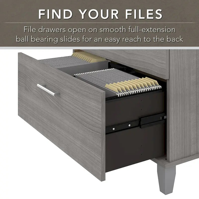 Bureau de 60W Somerset avec armoire et bibliothèque à 5 étagères