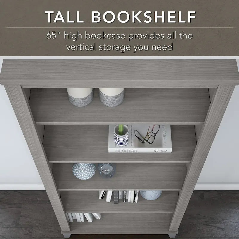 Bureau de 60W Somerset avec armoire et bibliothèque à 5 étagères