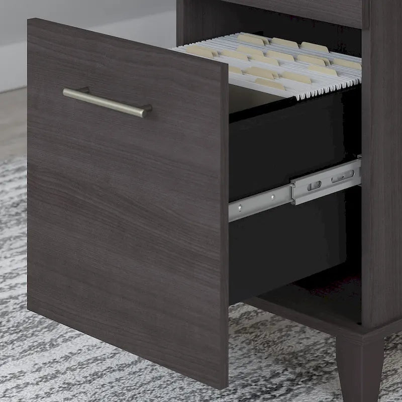 Bureau de 60W Somerset avec armoire et bibliothèque à 5 étagères