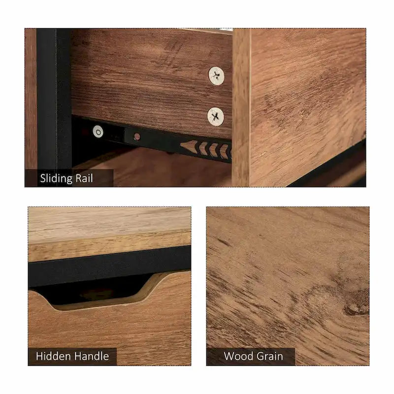 HOMCOM Bureau d'angle avec étagère de rangement et tiroir, marron
