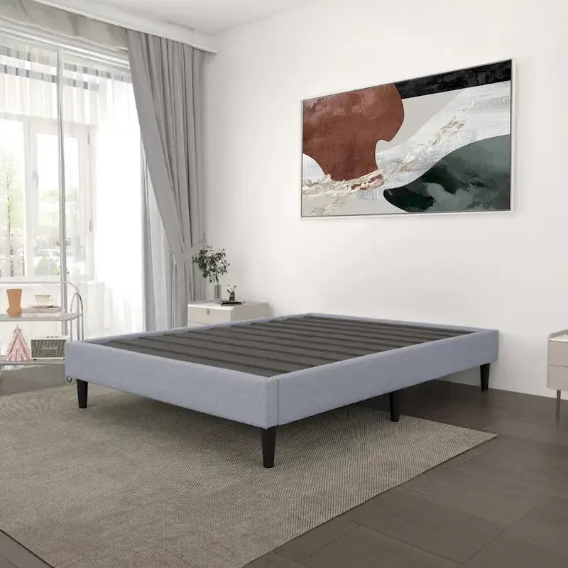 Lit plateforme contemporain gris rembourré