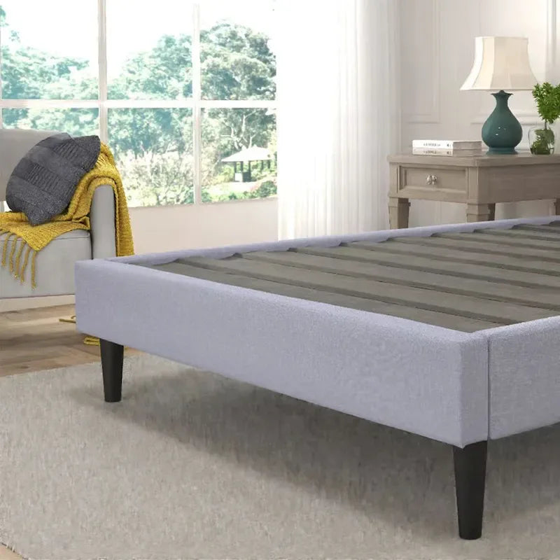 Lit plateforme contemporain gris rembourré
