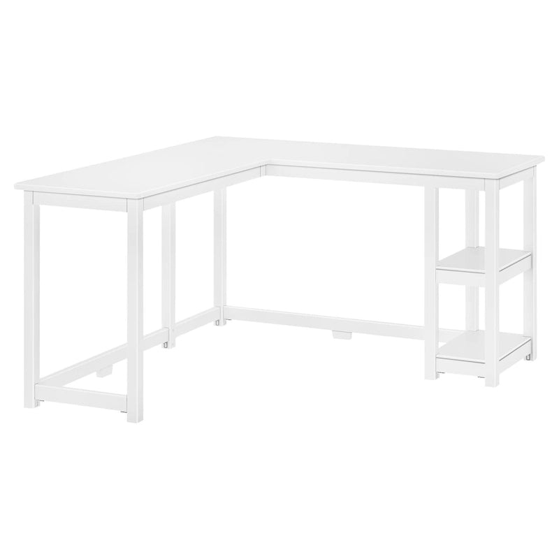 Bureau d'angle avec étagères style planche et poutre