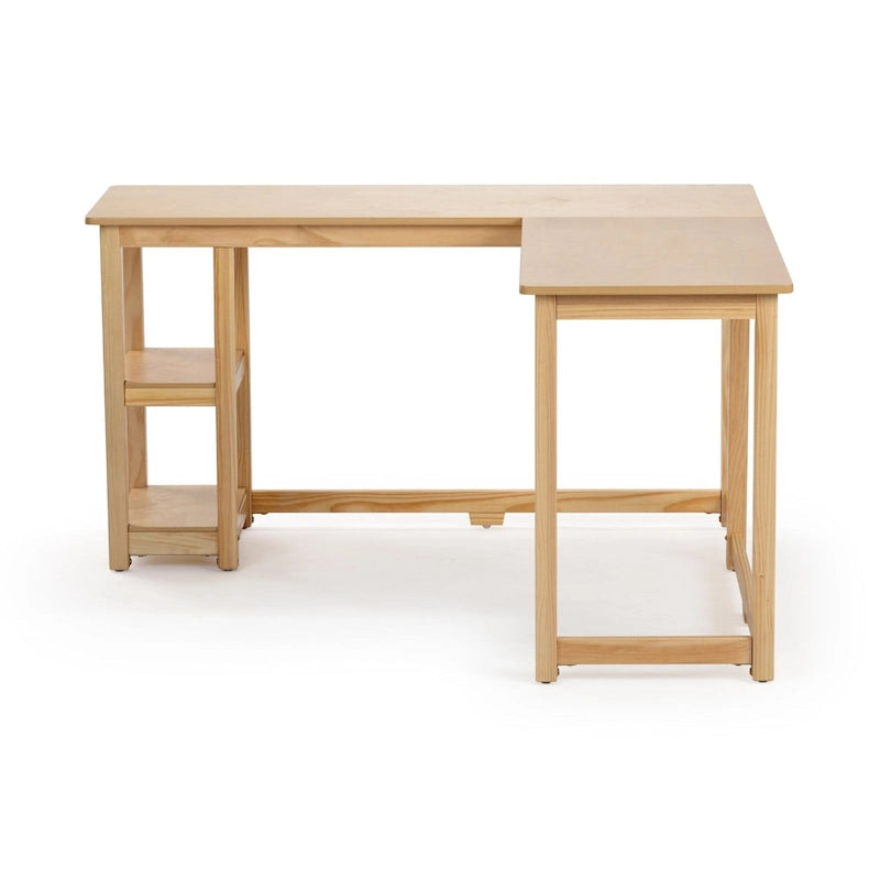 Bureau d'angle avec étagères style planche et poutre