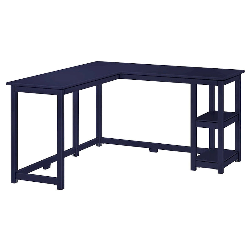 Bureau d'angle avec étagères style planche et poutre