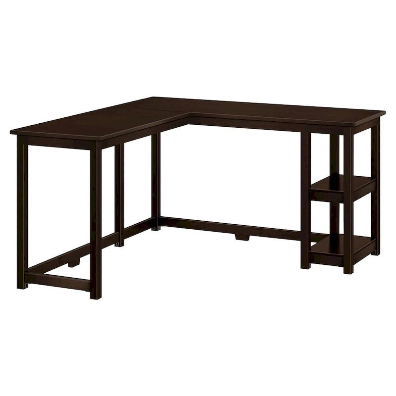 Bureau d'angle avec étagères style planche et poutre