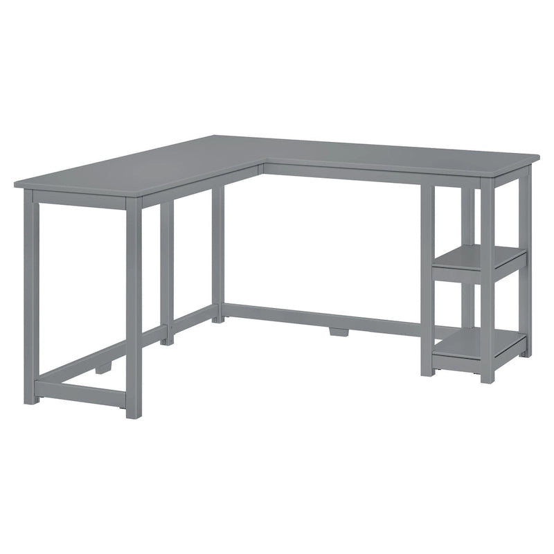Bureau d'angle avec étagères style planche et poutre