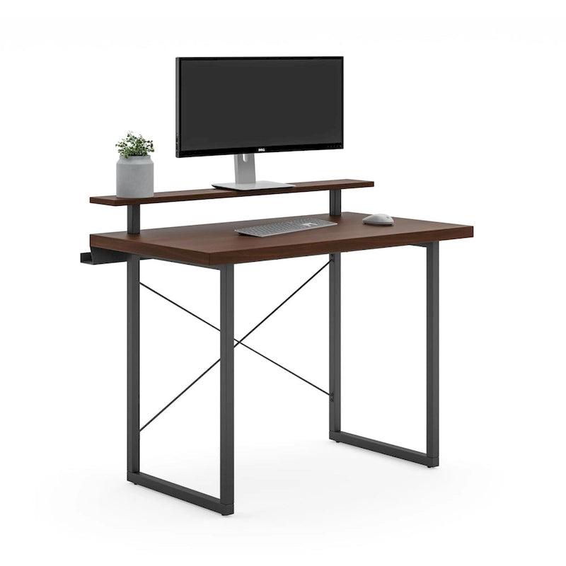 Homestyles Bureau en Bois Marron avec Support d'Écran