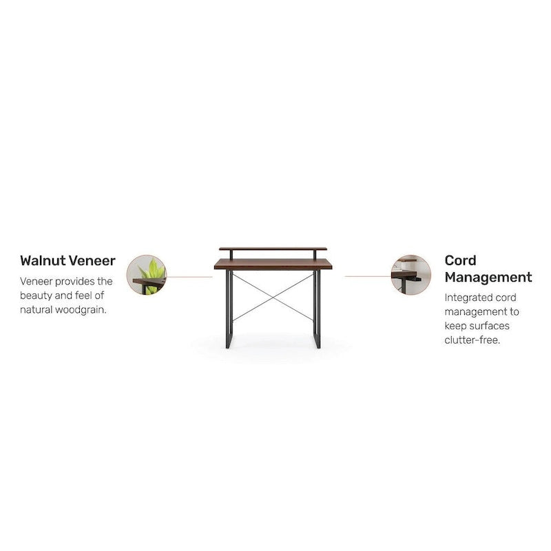 Homestyles Bureau en Bois Marron avec Support d'Écran