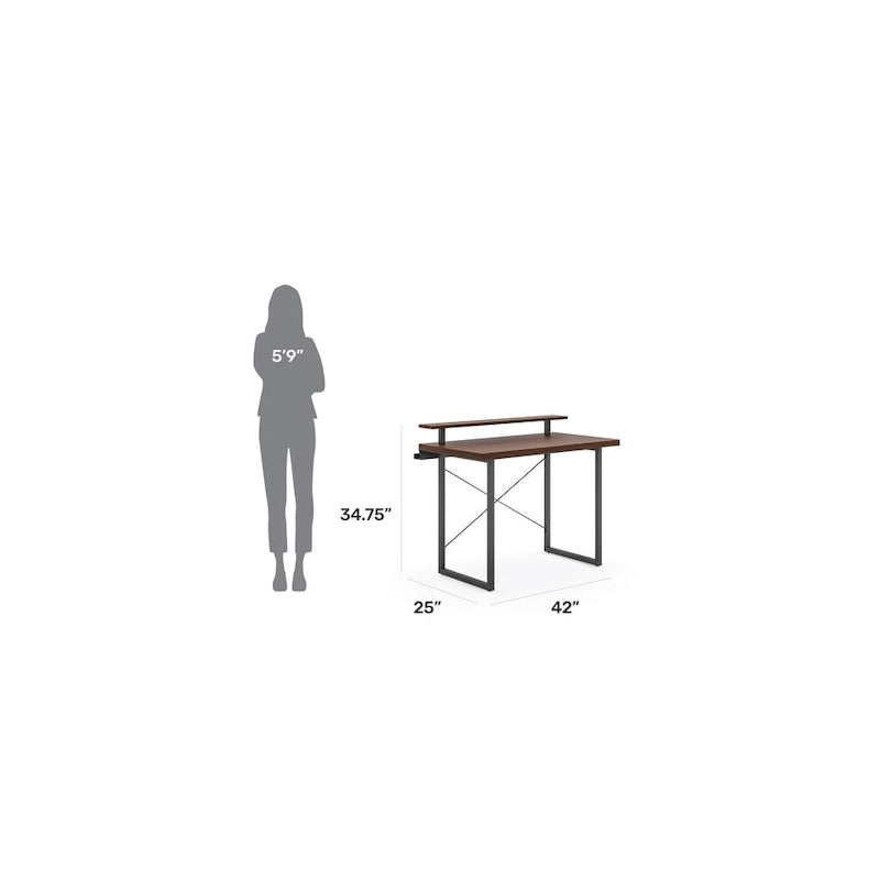 Homestyles Bureau en Bois Marron avec Support d'Écran