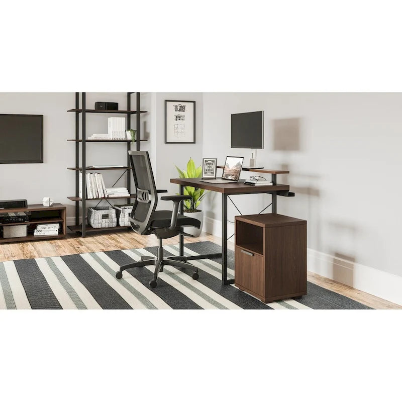 Homestyles Bureau en Bois Marron avec Support d'Écran