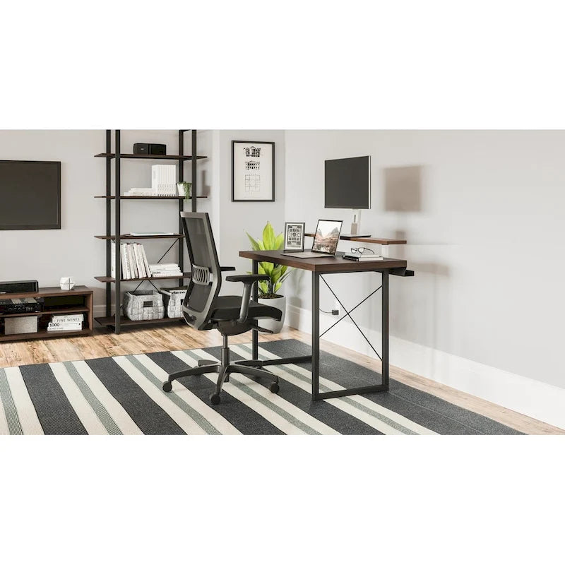 Homestyles Bureau en Bois Marron avec Support d'Écran