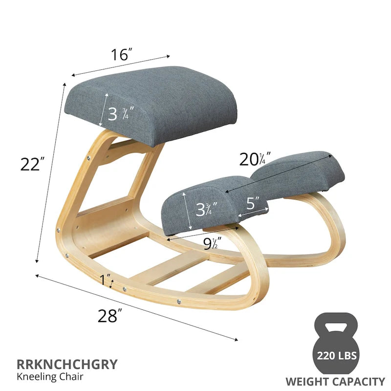 Chaise ergonomique à genoux RRI Goods, chaise de bureau rembourrée confortable pour le soutien de la posture, tabouret à bascule incliné