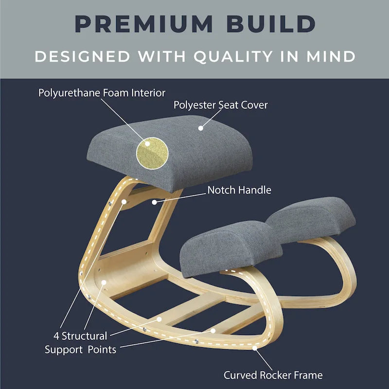 Chaise ergonomique à genoux RRI Goods, chaise de bureau rembourrée confortable pour le soutien de la posture, tabouret à bascule incliné