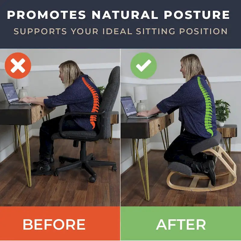 Chaise ergonomique à genoux RRI Goods, chaise de bureau rembourrée confortable pour le soutien de la posture, tabouret à bascule incliné