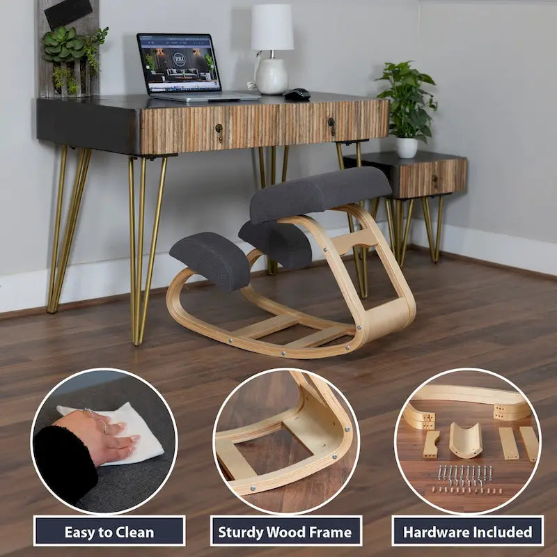 Chaise ergonomique à genoux RRI Goods, chaise de bureau rembourrée confortable pour le soutien de la posture, tabouret à bascule incliné