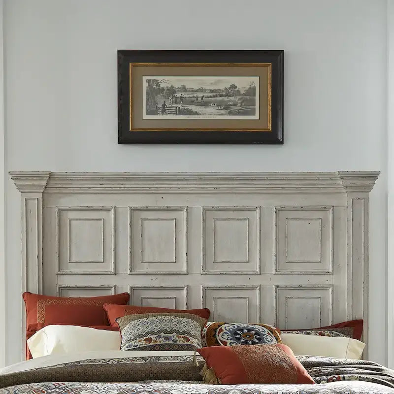 Grand lit Queen en bois vieilli Whitestone Big Valley